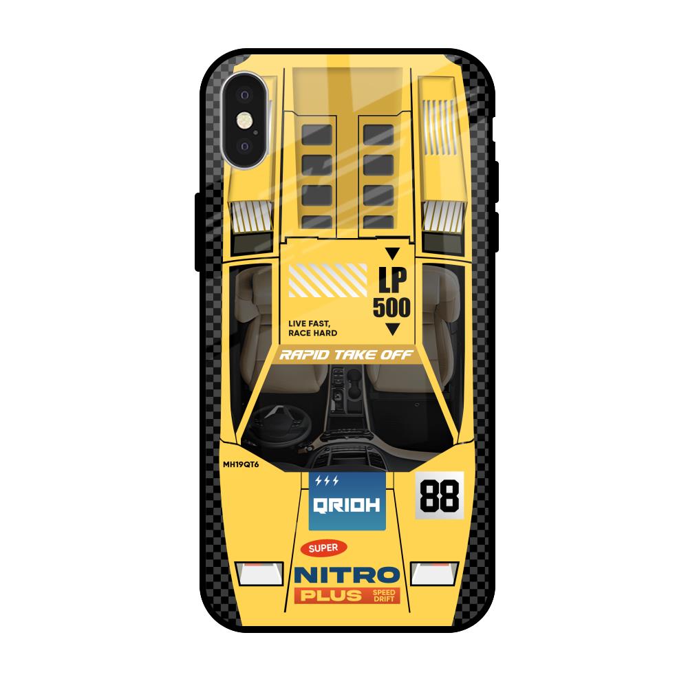 Yellow Racing Car iPhone X Glass Back Cover Online