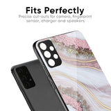Pink & Gold Gllitter Marble Glass Case for Vivo T3 5G