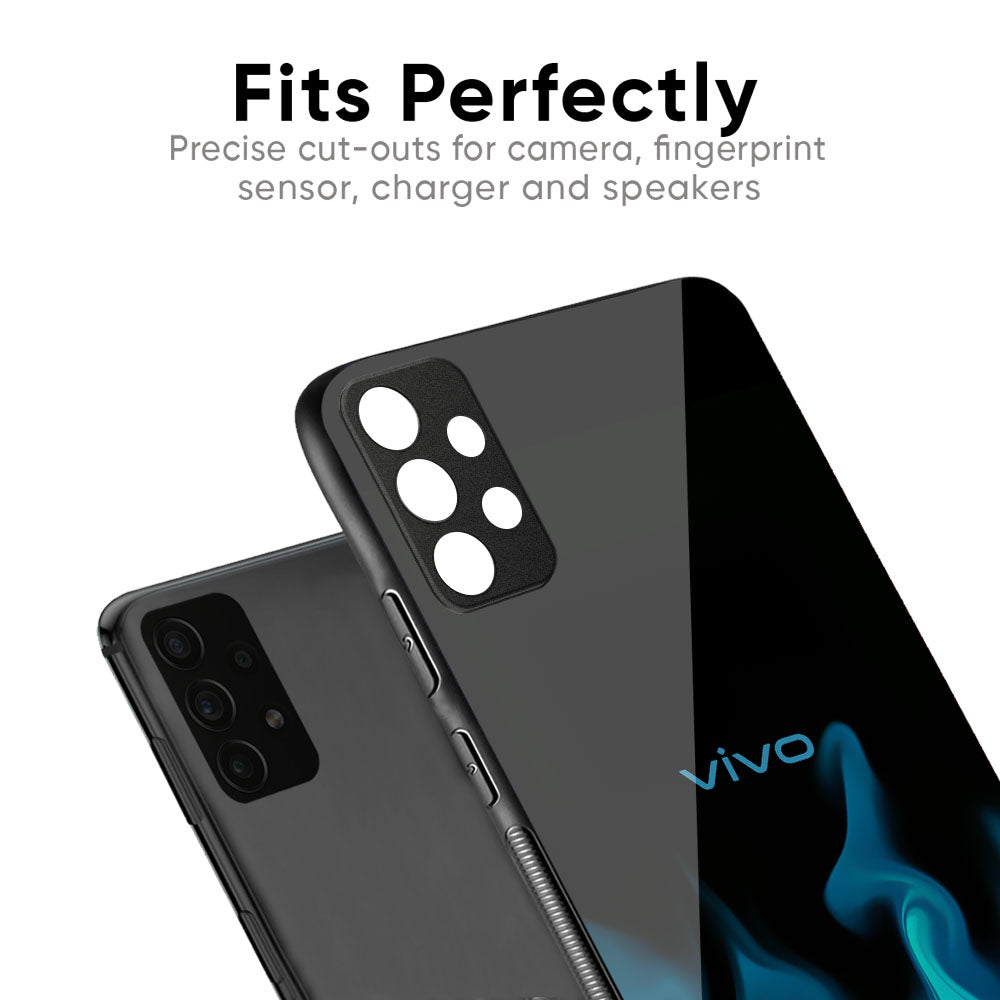 Teal Flames Glass Case for Vivo Y300 5G