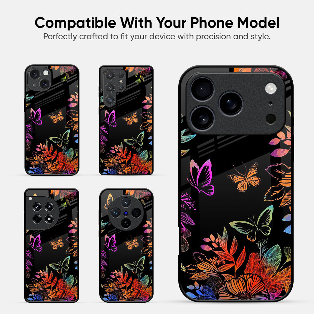 Rainbow Butterfly Metallic Glass Case