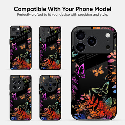 Rainbow Butterfly Metallic Glass Case