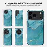 Blue Golden Glitter Glass Case