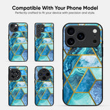 Turquoise Geometrical Marble Glass Case
