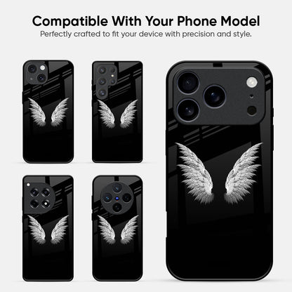White Angel Wings Glass Case