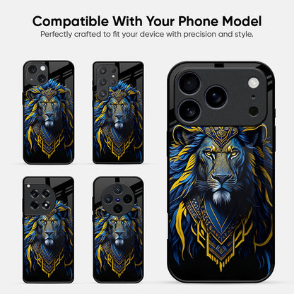 Blue Mustache Lion Glass Case
