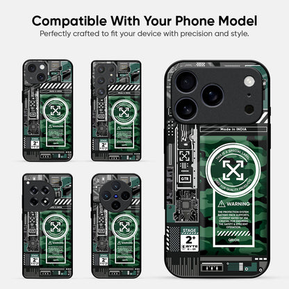 Green Camo Circuit Glass Case