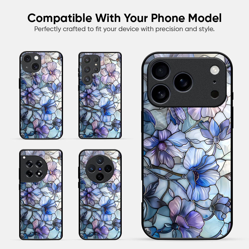Majestic Flowers Glass Case