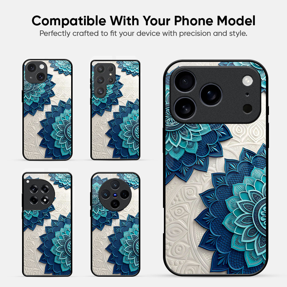Teal Mandala Glass Case