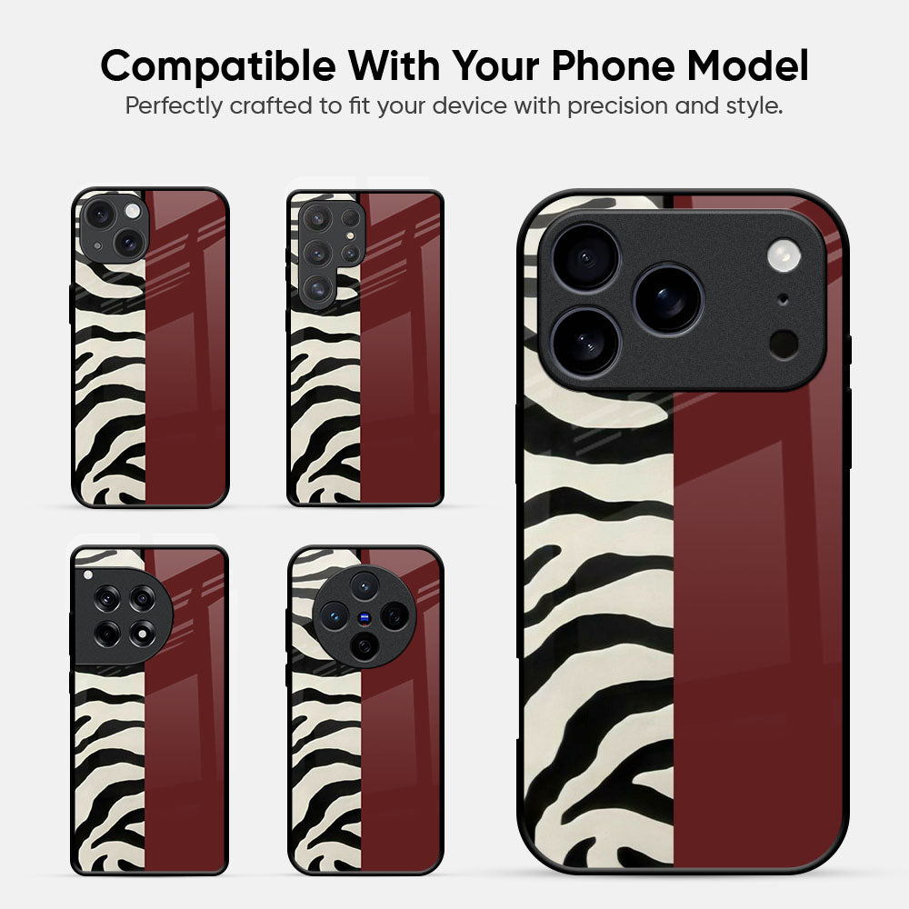 Zebra Maroon Split Glass Case