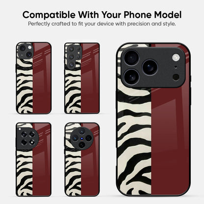 Zebra Maroon Split Glass Case