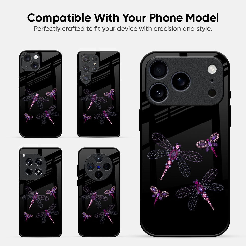 Black Dragonfly Glass Case