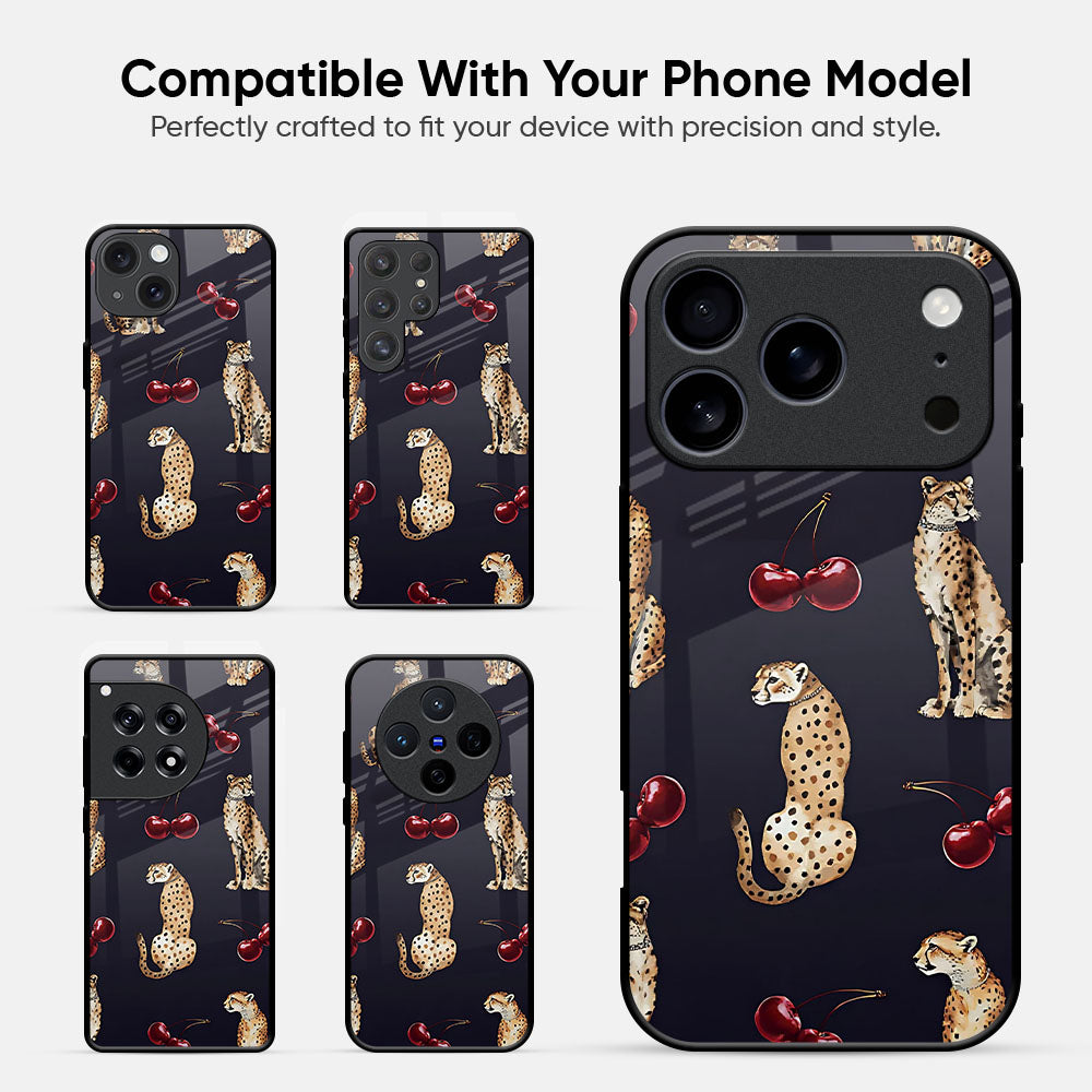 Tigers And Red Cherry Glass Case