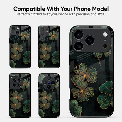 Elegant Gold Bloom Glass Case