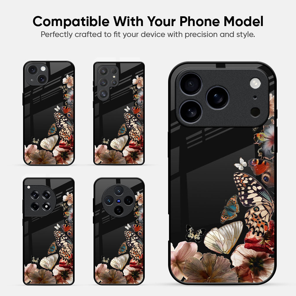 Butterfly & Floral Glass Case