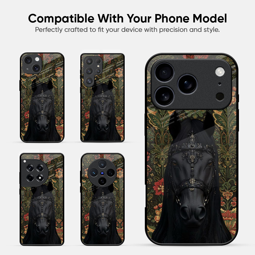 Royal Black Horse Glass Case
