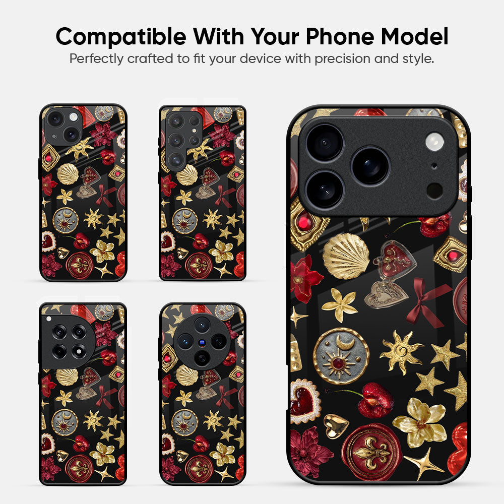 Golden Celestial Icons Glass Case