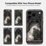 Black And White Horses Glass Case