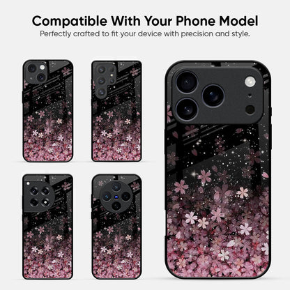 Sparkling Pink Petals Glass Case