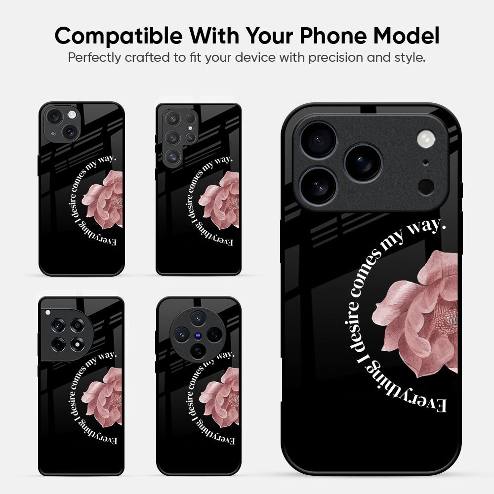 Pink Peony Floral Glass Case