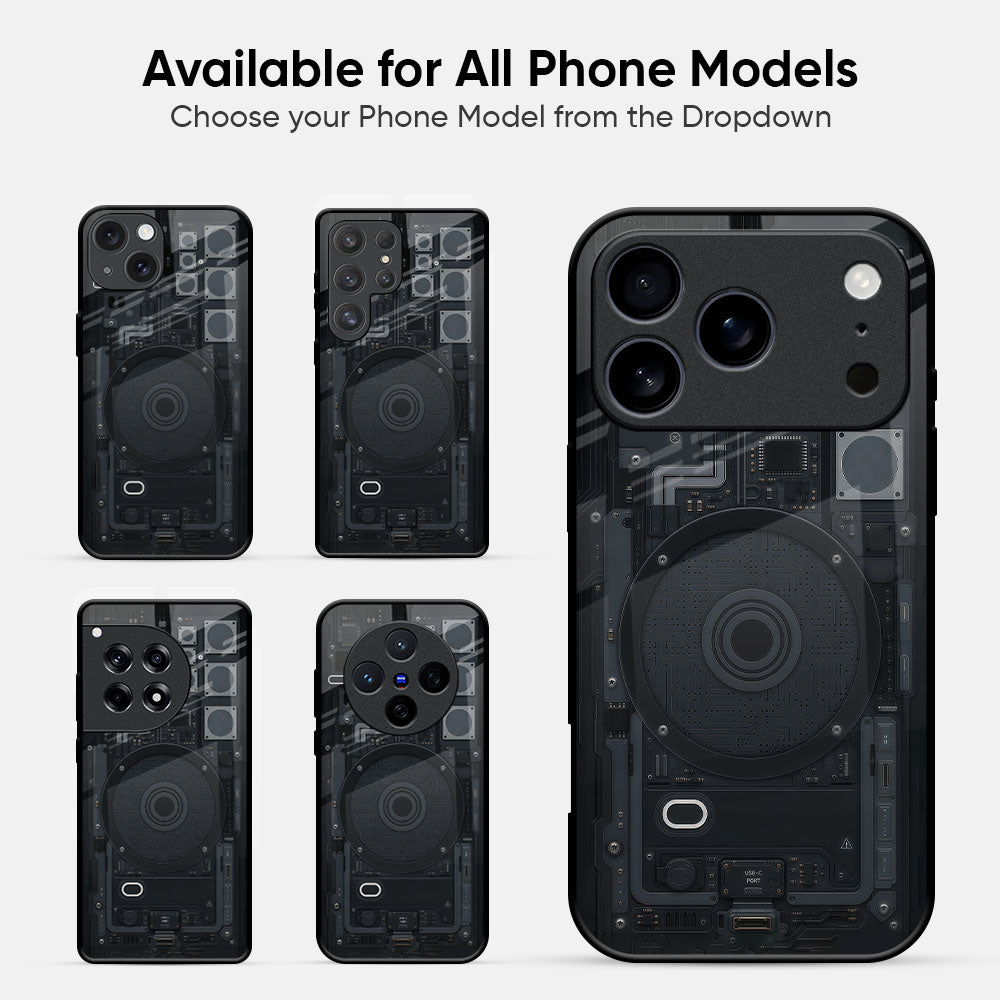 Silver Mech Glass Case - Glass Back Cover for Phone (View 2)