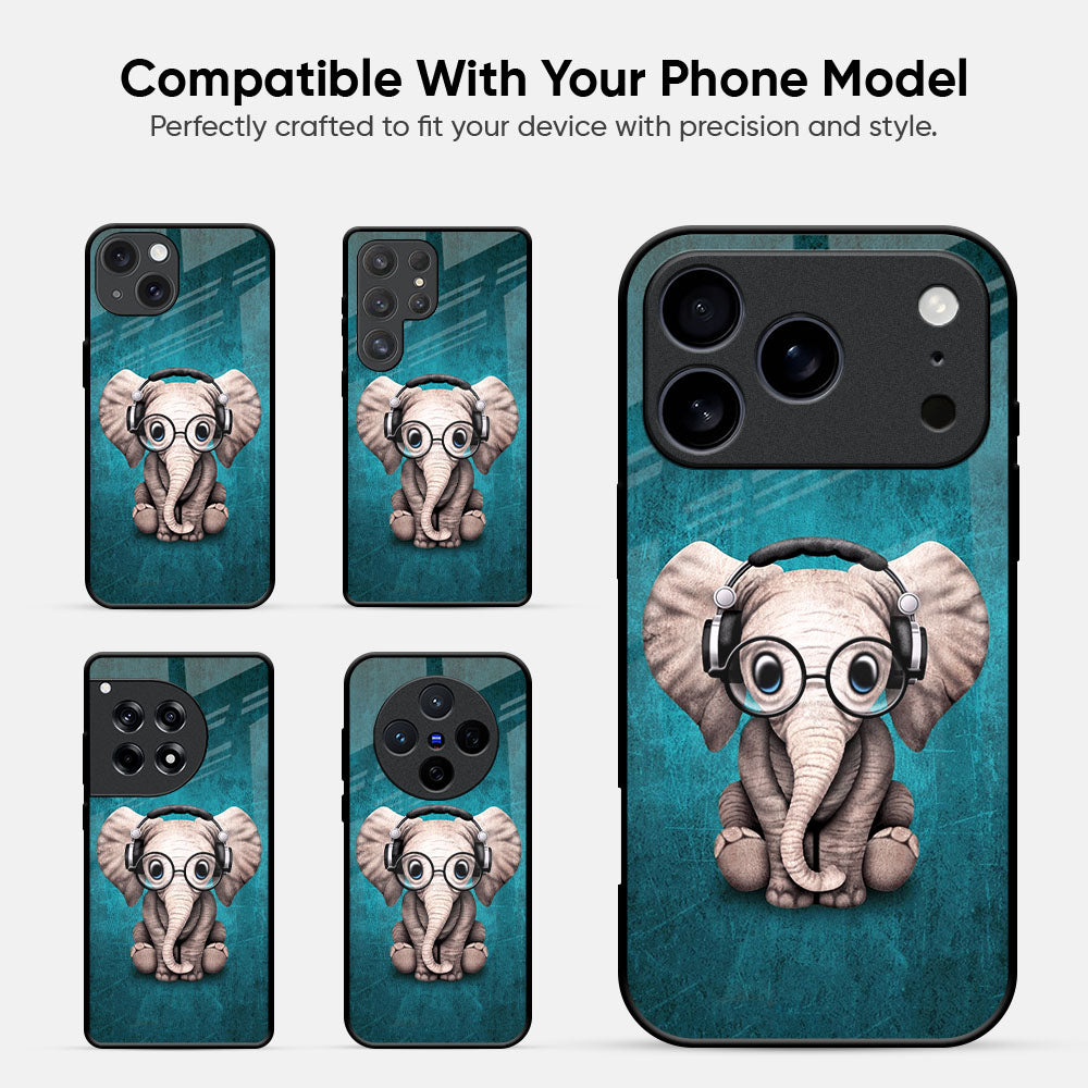 Adorable Baby Elephant Glass Case