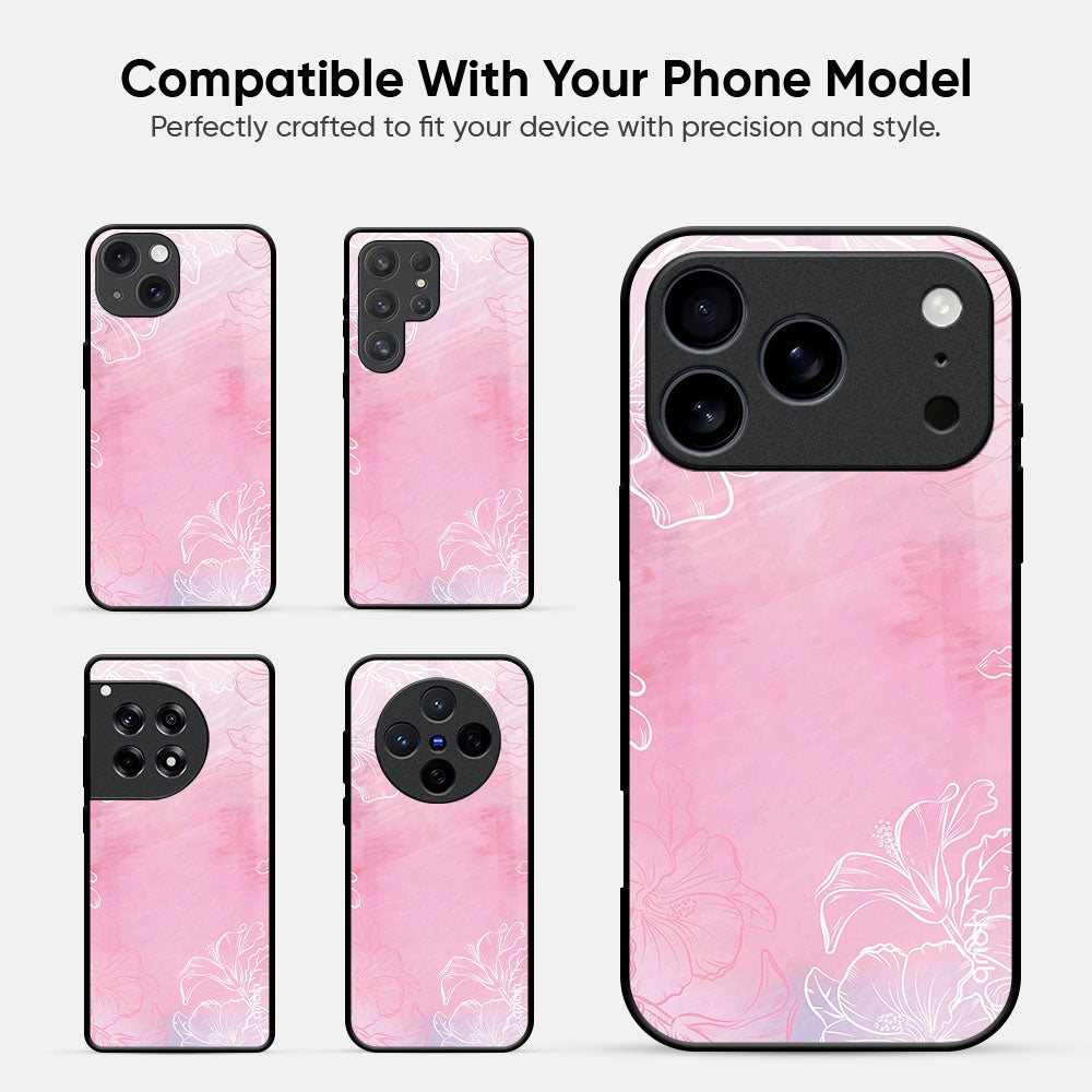 Watercolor Pink Floral Glass Case