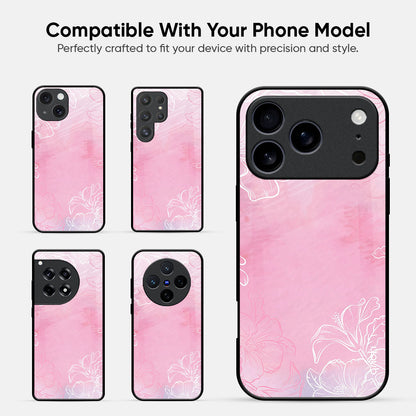 Watercolor Pink Floral Glass Case