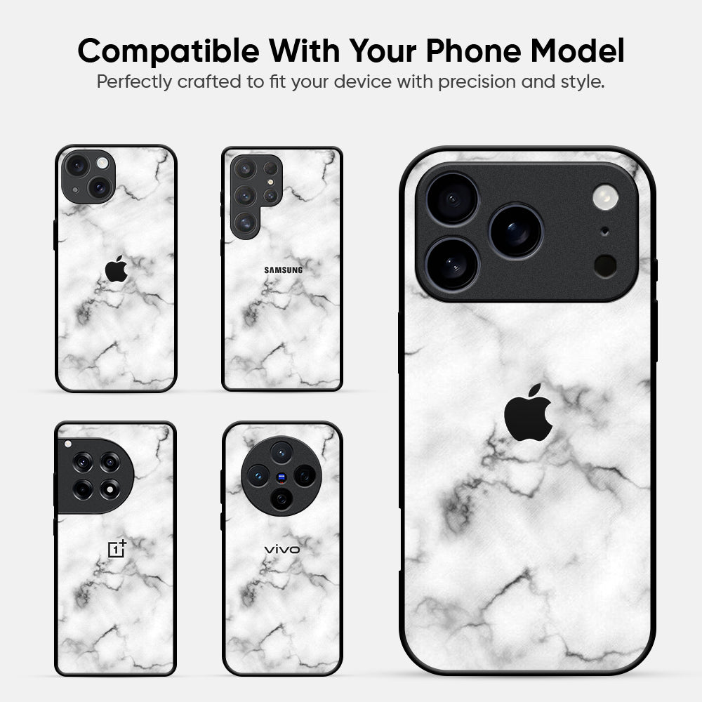Satin White Marble Glass Case