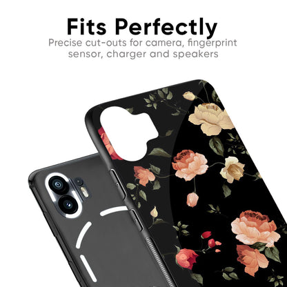 Black Spring Floral Glass Case for Nothing CMF Phone 1