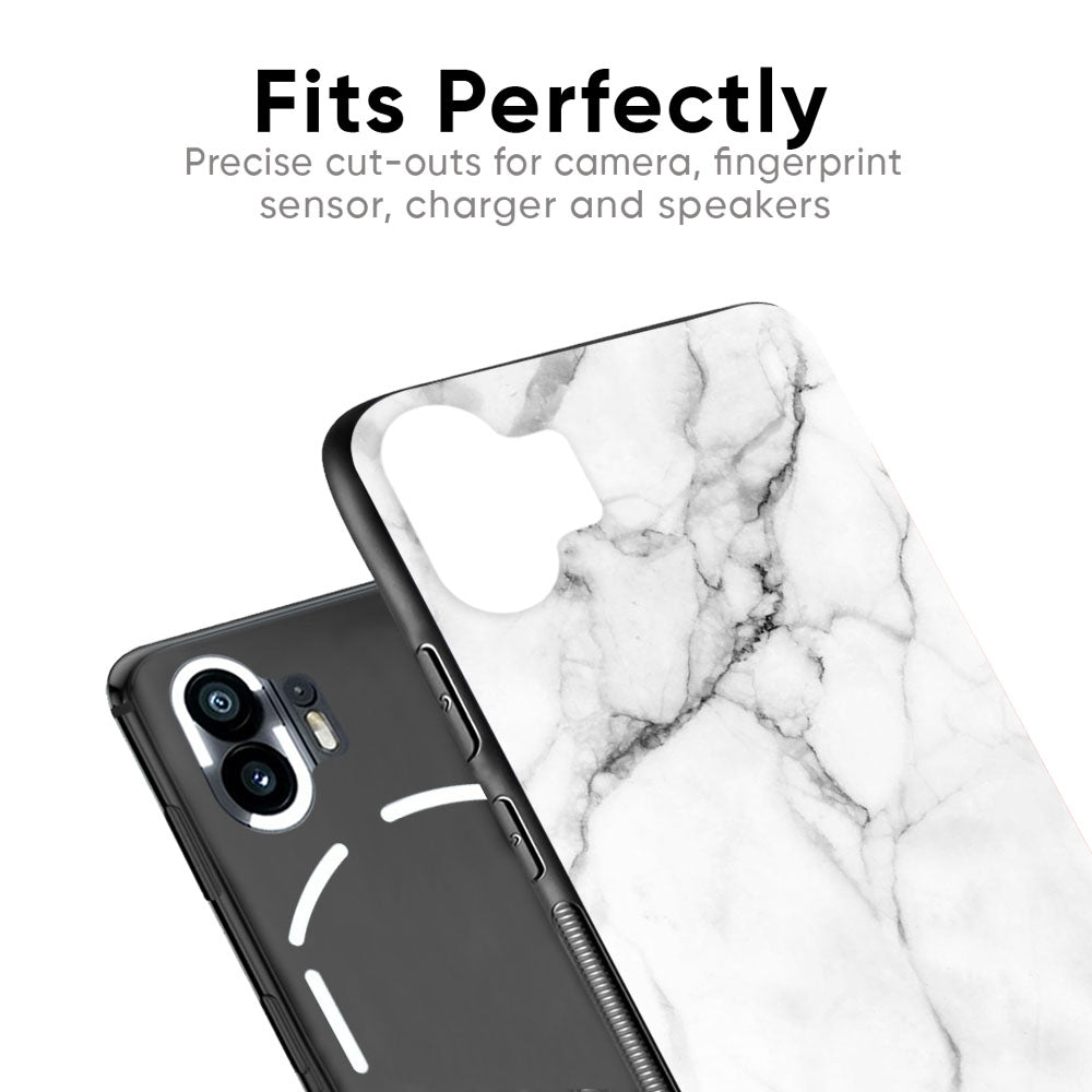 Modern White Marble Glass Case for Nothing Phone 2a Plus