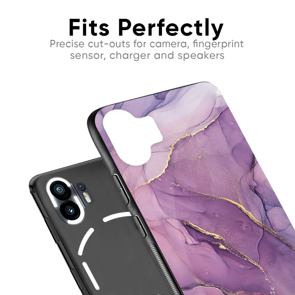 Purple Gold Marble Glass Case for Nothing Phone 2a Plus