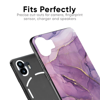 Purple Gold Marble Glass Case for Nothing Phone 2a Plus