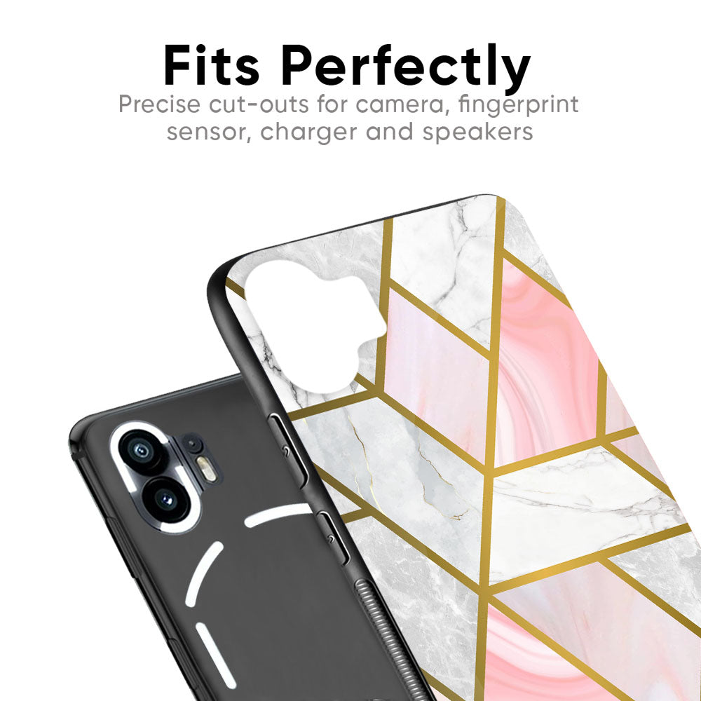 Geometrical Marble Glass Case for Nothing Phone 2a Plus