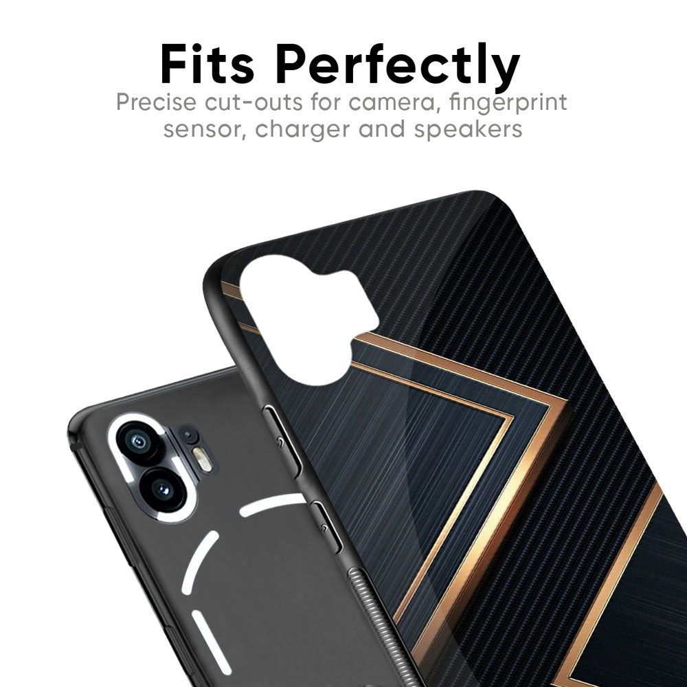 Sleek Golden & Navy Glass Case for Nothing Phone 2a Plus