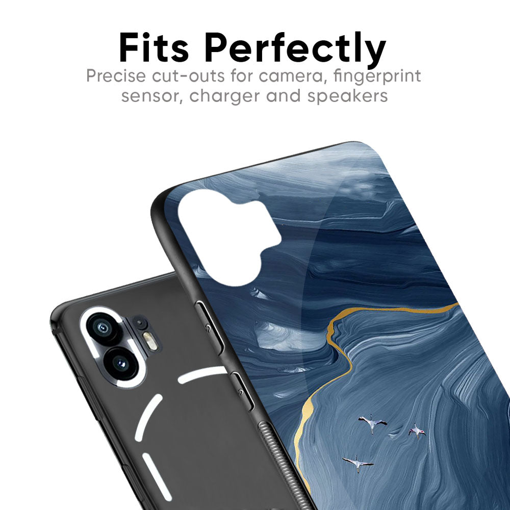 Deep Ocean Marble Glass Case for Nothing Phone 2a Plus