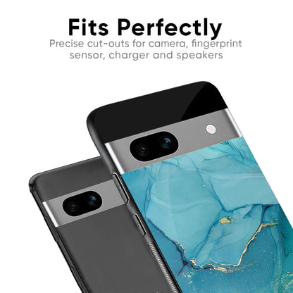 Blue Golden Glitter Glass Case for Google Pixel 8A