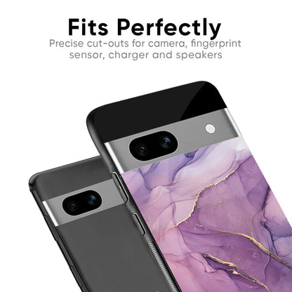 Purple Gold Marble Glass Case for Google Pixel 8A