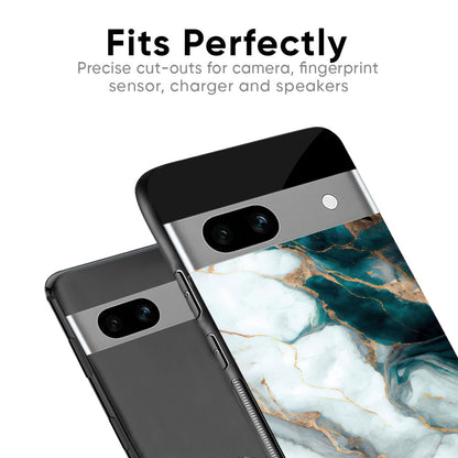 Aqua Green Marble Glass Case for Google Pixel 8A