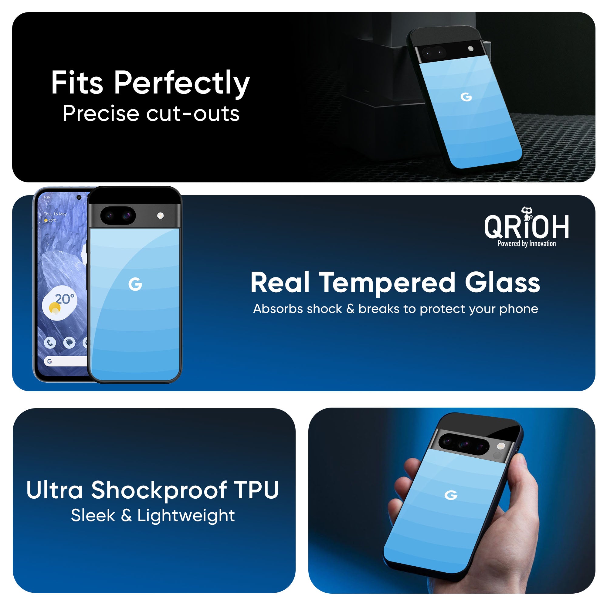 Wavy Blue Pattern Glass Case for Google Pixel 9