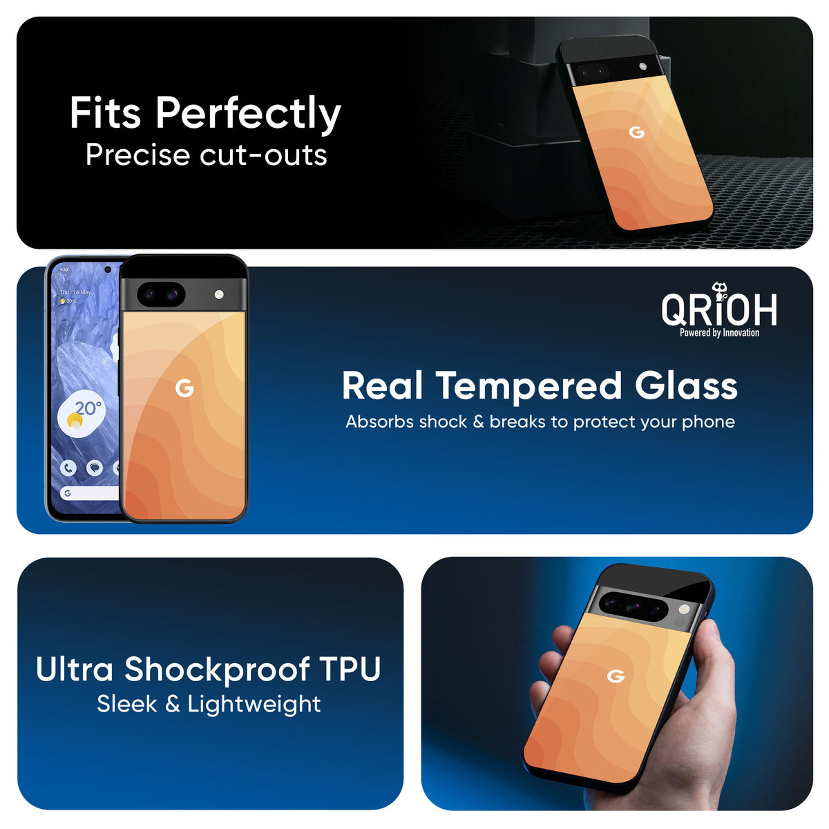 Orange Curve Pattern Glass Case for Google Pixel 9