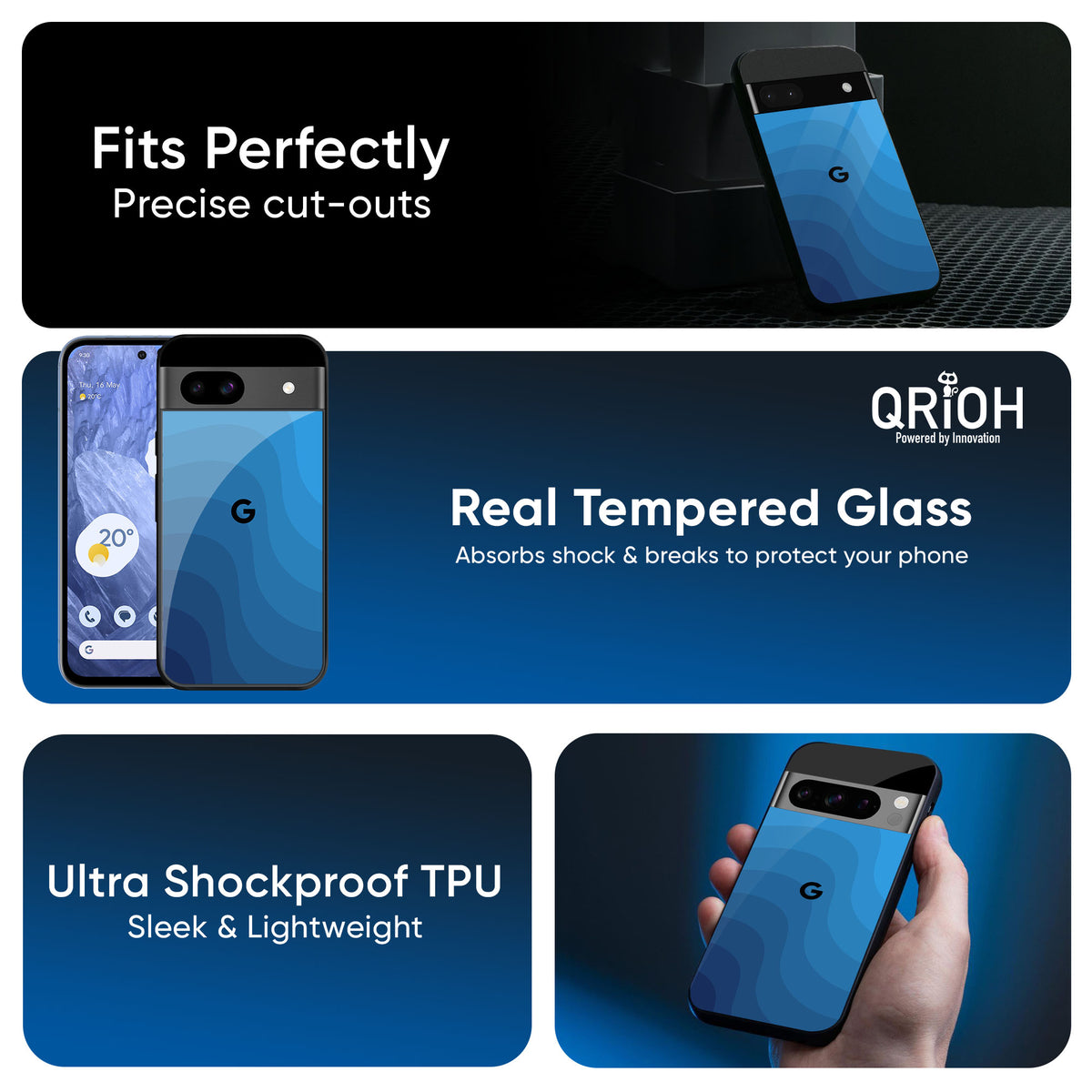 Blue Wave Abstract Glass Case for Google Pixel 9