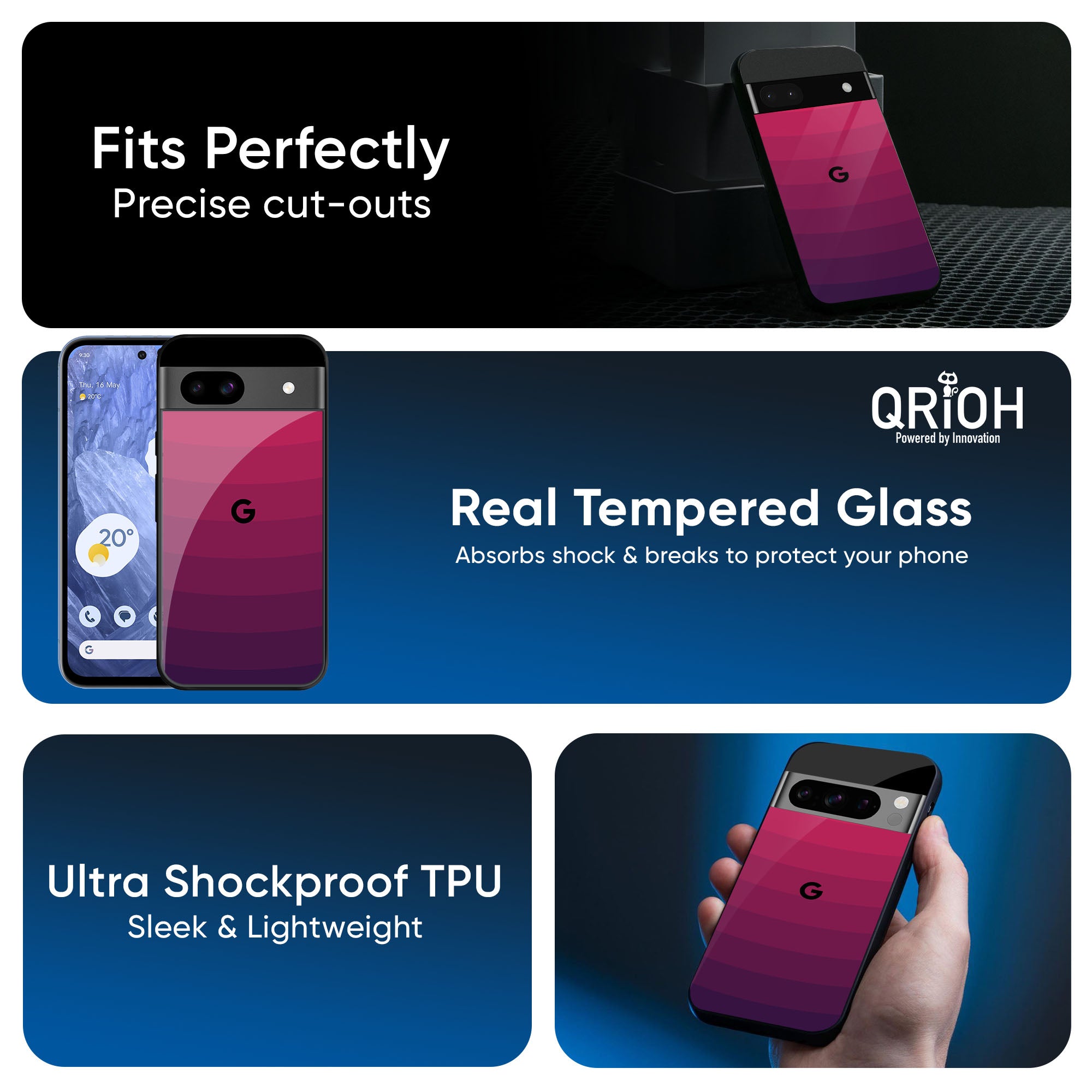 Wavy Pink Pattern Glass Case for Google Pixel 9