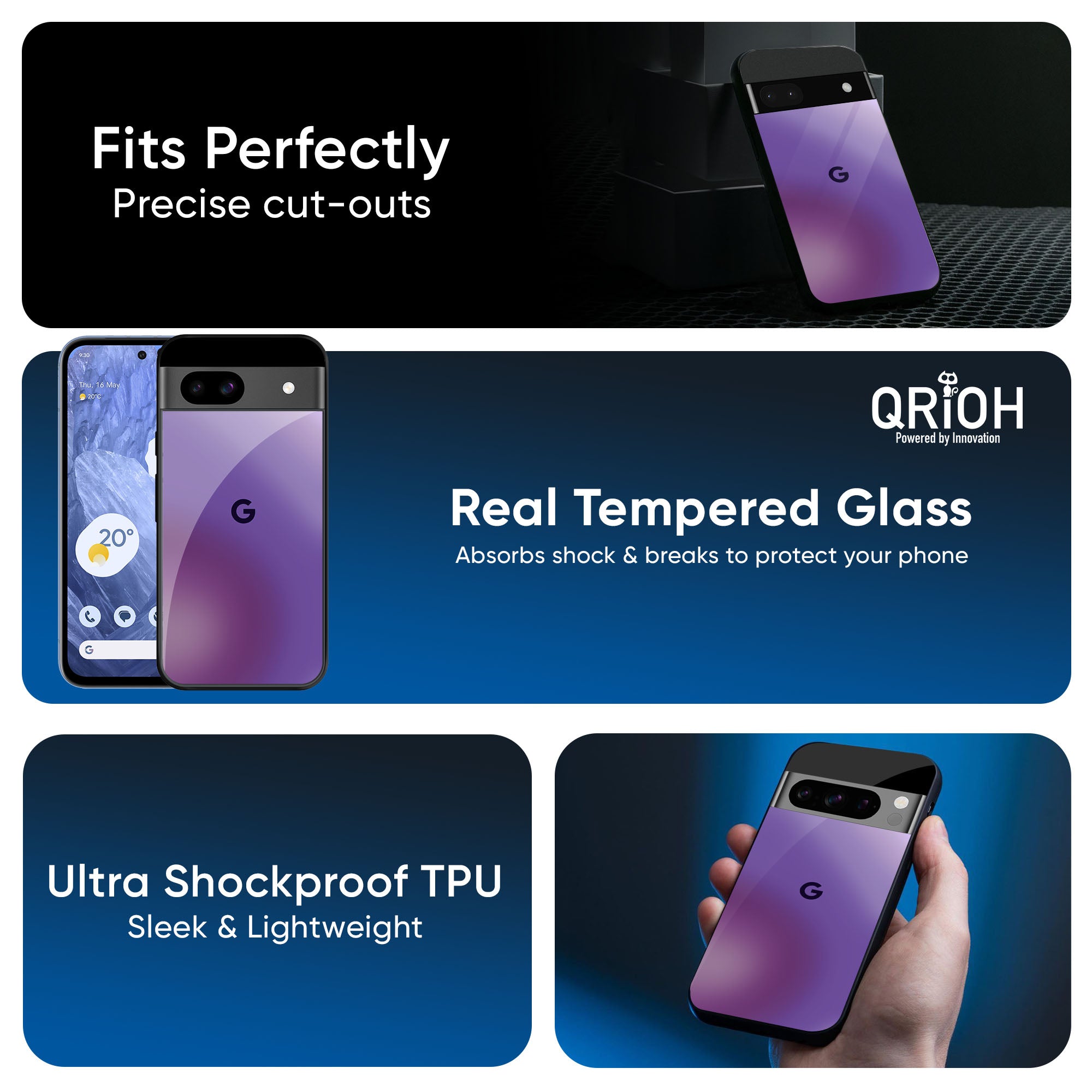 Ultraviolet Gradient Glass Case for Google Pixel 9