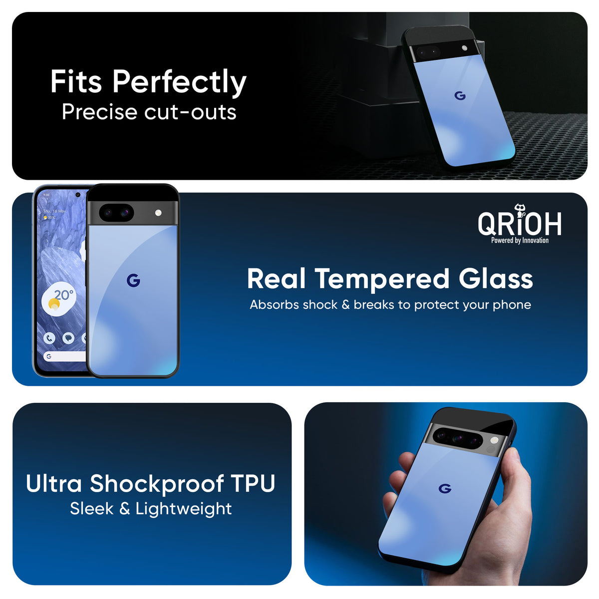 Vibrant Blue Texture Glass Case for Google Pixel 9 Pro
