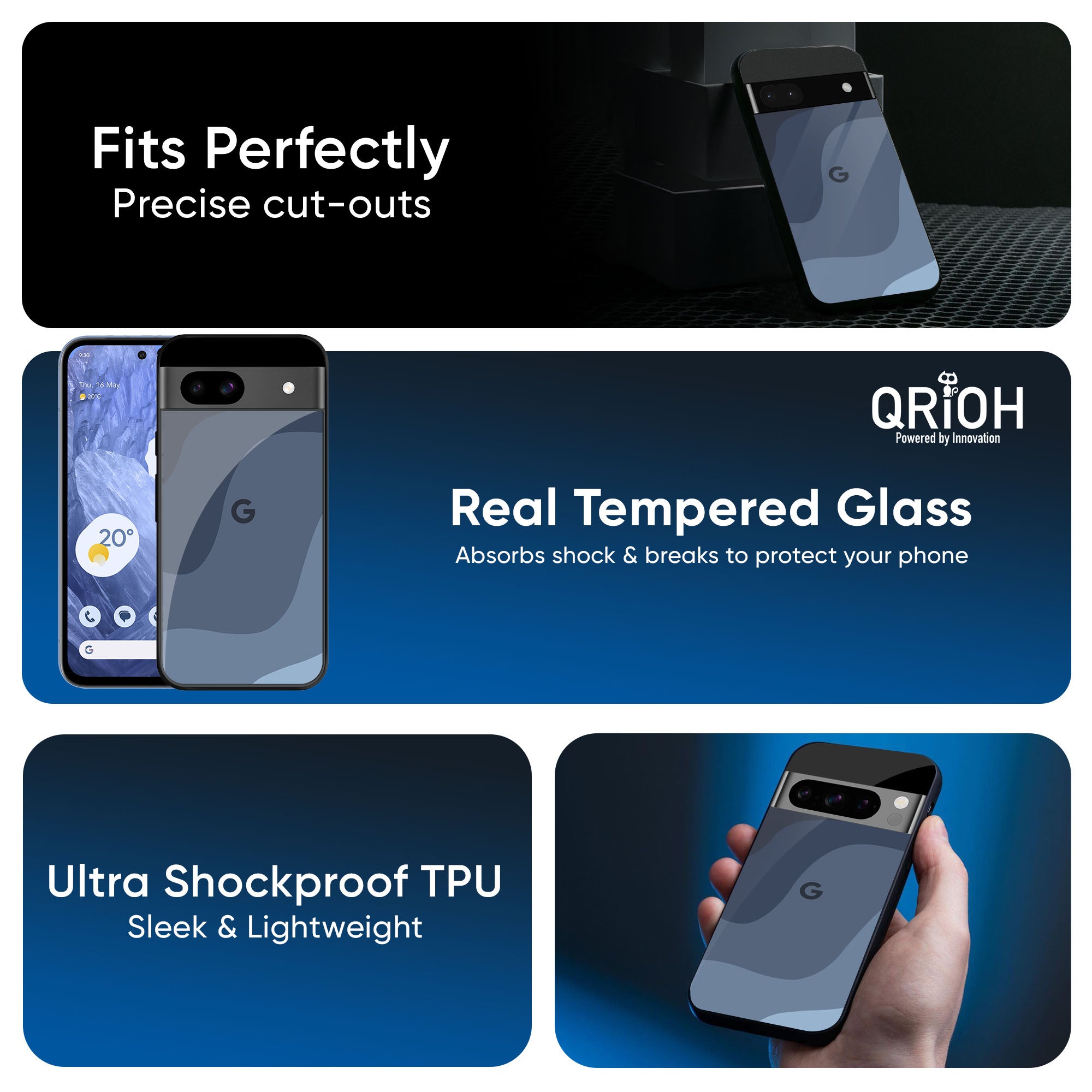 Navy Blue Ombre Glass Case for Google Pixel 9
