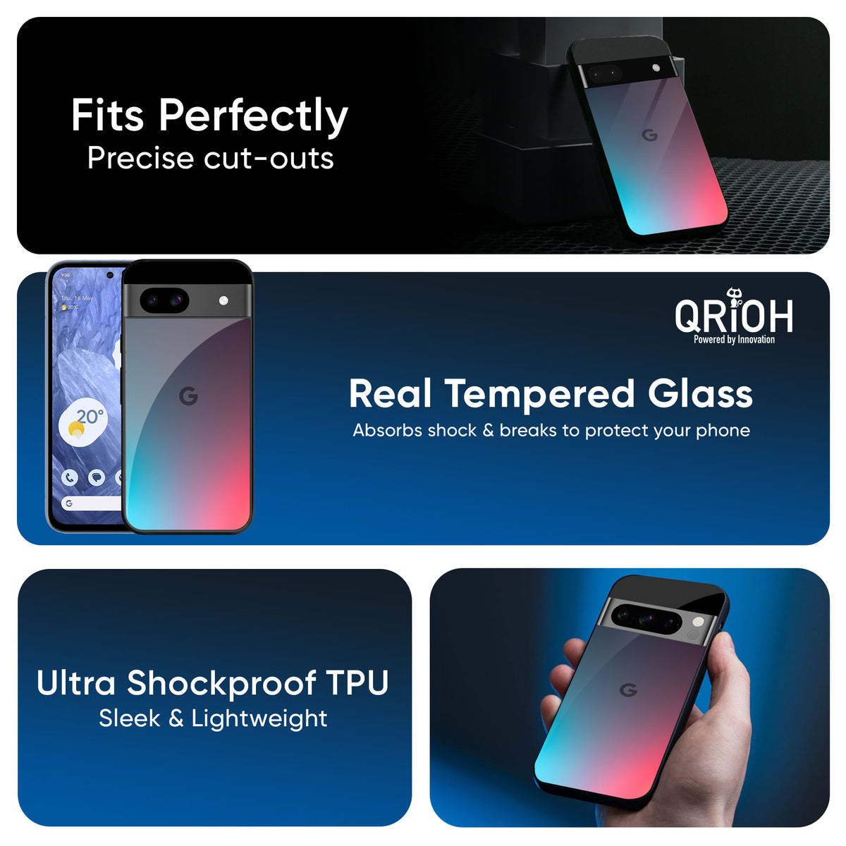 Rainbow Laser Glass Case for Google Pixel 9