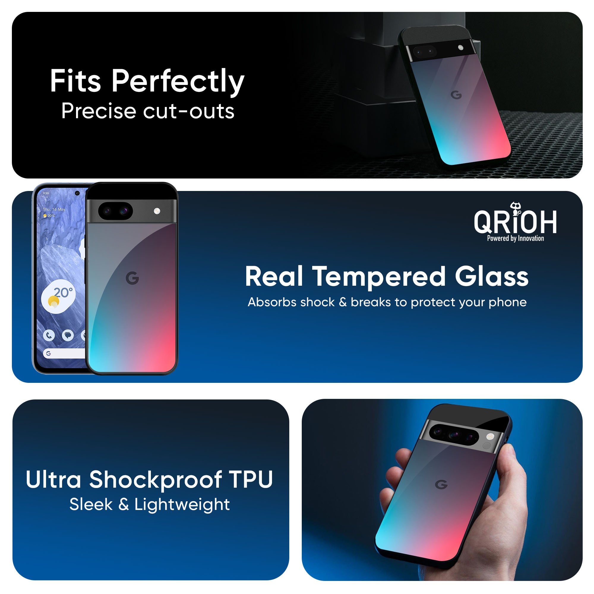 Rainbow Laser Glass Case for Google Pixel 9 Pro