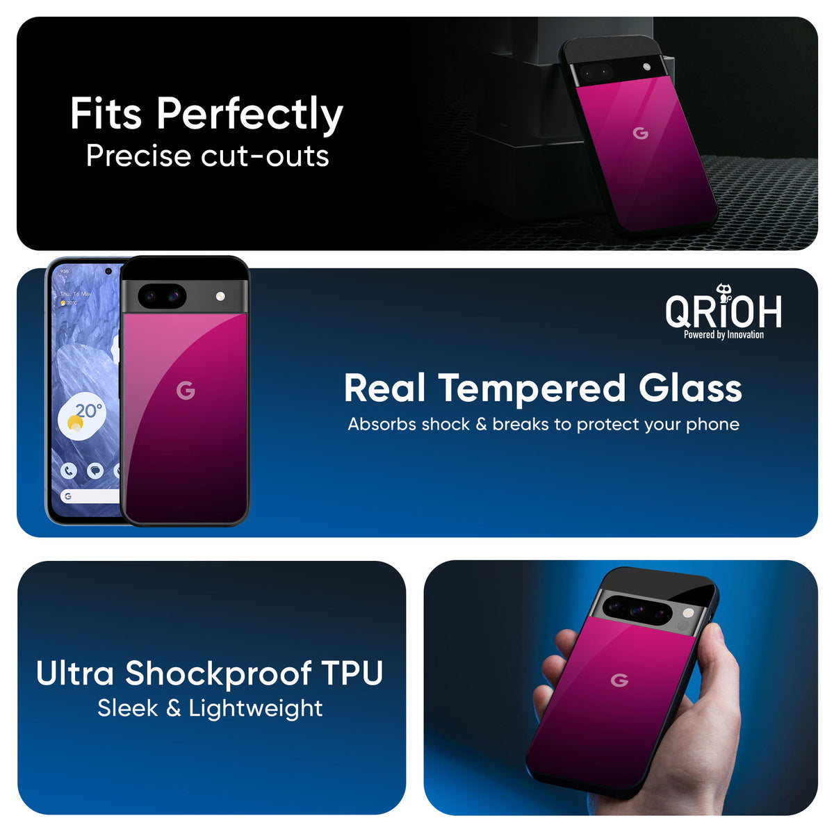 Purple Ombre Pattern Glass Case for Google Pixel 9 Pro