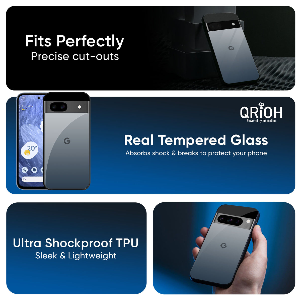 Smokey Grey Color Glass Case For Google Pixel 9 Pro XL