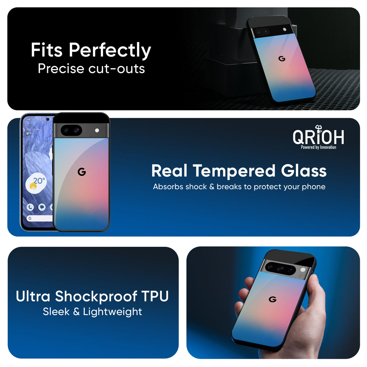 Blue & Pink Ombre Glass case for Google Pixel 9 Pro XL